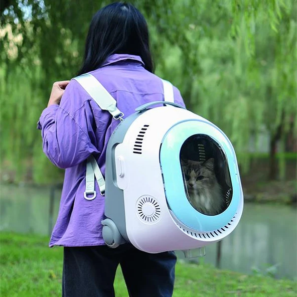 M-Pets Trolley Tekerlekli Taşıma Çantası Fanlı Beyaz - 2