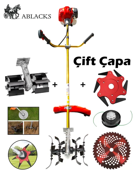 Yan Tırpan + Toprak Çapalama Aparatı + Altıgen Bıçak (2 Adet Çapa) ürün görseli