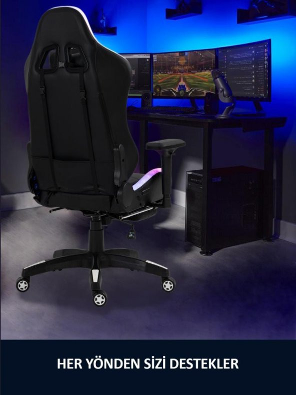 NPO GC3001BW Masajlı,RGB,4D Kolçaklı,Ayak Destekli Oyuncu Koltuğu - 6