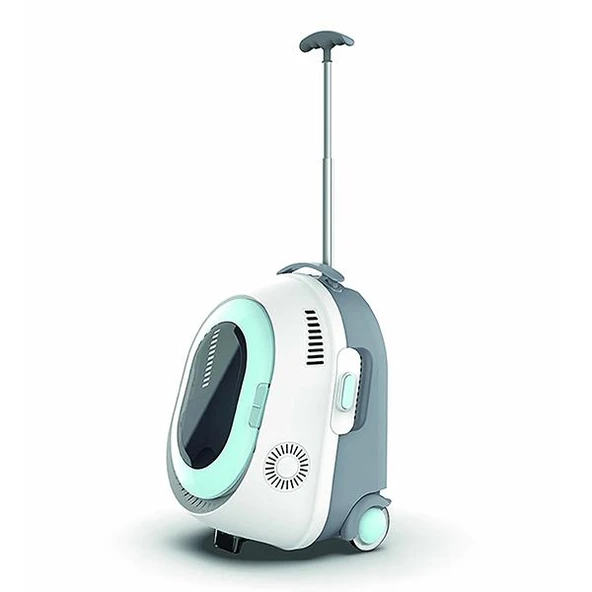 M-Pets Trolley Tekerlekli Taşıma Çantası Fanlı Beyaz - 3