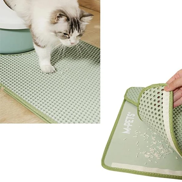 M-Pets Duplex Elekli Kedi Kumu Paspası Yeşil 60x45cm - Resim 4