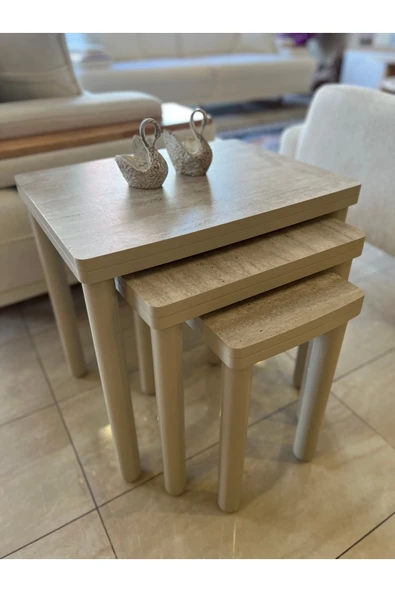 3lü Full Traverten Bohem Zigon Sehpa ürün görseli