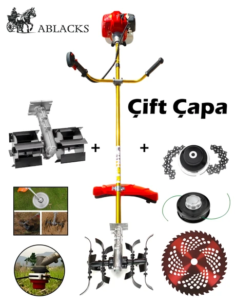Yan Tırpan + Toprak Çapalama Aparatı + Zincirli Başlık (2 Adet Çapa) ürün görseli