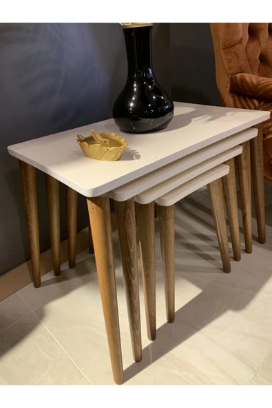 4lü Zigon Sehpa Krem - Resim 3