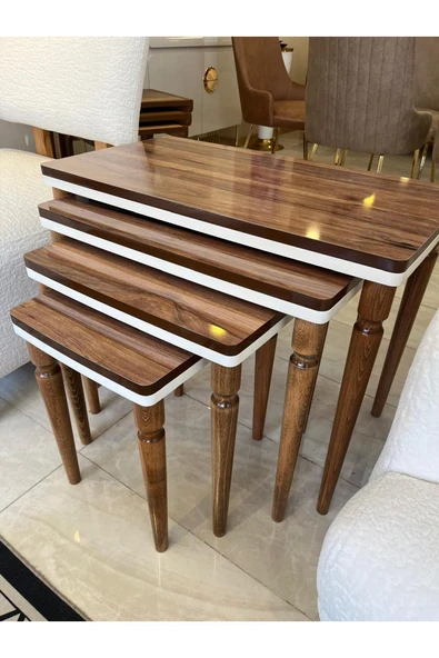 4lü Ultra Lüx Parlak Ceviz Zigon Sehpa ürün görseli