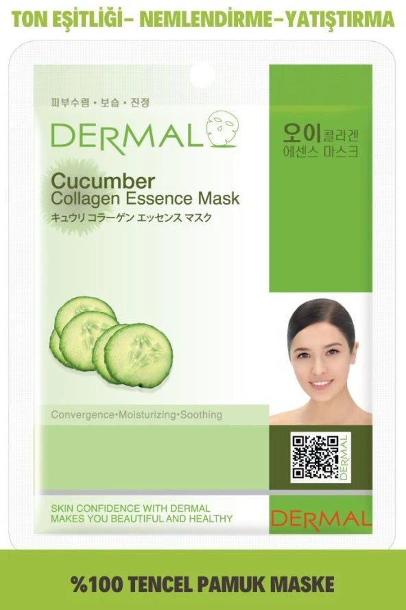 DERMAL Nemlendirici ve Pürüzsüzleştirici Salatalık Özlü Kolajen Maske 23 GR