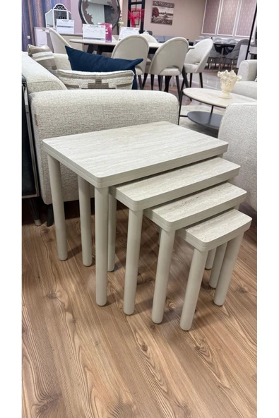 4lü Full Traverten Bohem Zigon Sehpa ürün görseli