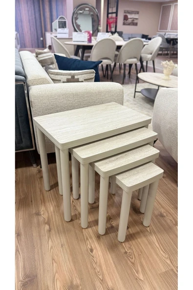 4lü Full Traverten Bohem Zigon Sehpa - Resim 4