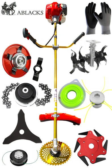 Benzinli Yan Tırpan + Akrep Çapa Aparatı + 10’Lu Bahçivan Seti ürün görseli