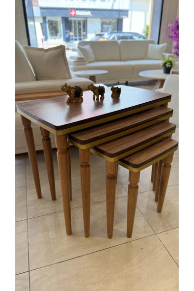 4lü Lüx Zigon Sehpa Ceviz Gold ürün görseli