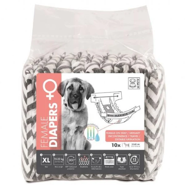 M-Pets Diapers Dişi Köpekler İçin XL 10'lu Külot