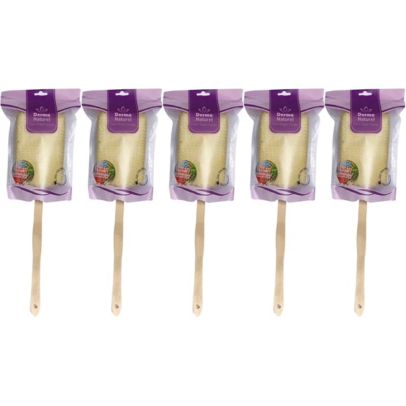 Derma Naturel Palmiye Örme Sopalı Banyo Sırt Lifi (8*24CM) MS-09 (5 Li Set) - 1