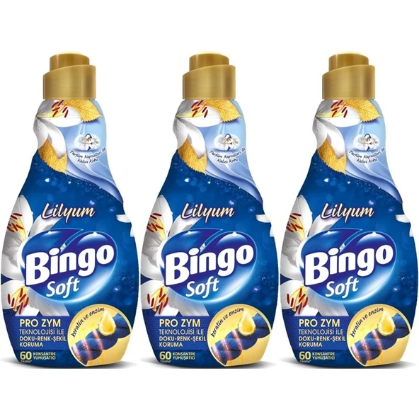 Bingo Soft Çamaşır Yumuşatıcı Konsantre 1440ML Lilyum (3 Lü Set)