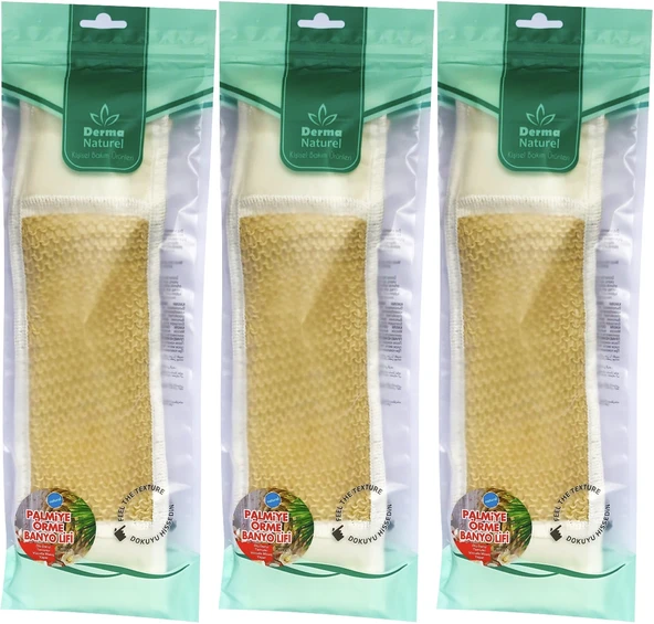 Derma Naturel Palmiye Örme İpli Banyo Kemeri (8*24CM) (3 Lü Set)