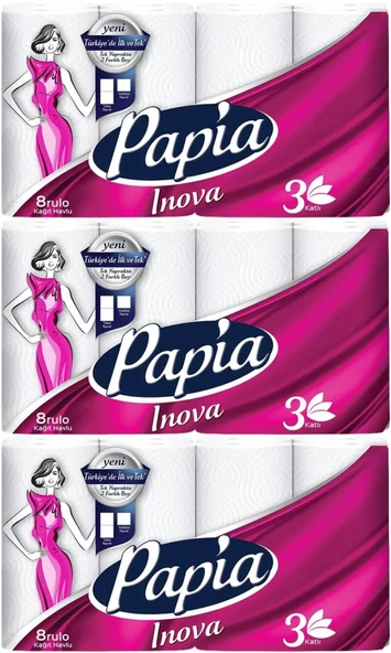 Papia kağıt Havlu (3 Katlı) 24 Lü Set Inova (3PK*8)