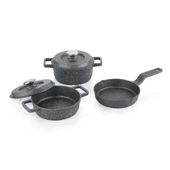 Schafer Retro Cast Mini Döküm Tencere Seti 5 Parça-Gri - 2