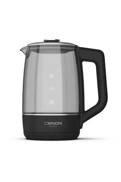 Xenon Smart Akıllı Cam Kettle 1.7 lt Wi-Fi 2200 W App Kontrol Sesli Asistan Desteği Cam Su Isıtıcı Siyah X7103