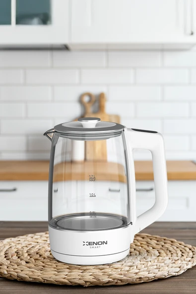 Xenon Smart Akıllı Cam Kettle 1.7 lt Wi-Fi 2200 W App Kontrol Sesli Asistan Desteği Cam Su Isıtıcı Beyaz X7103 - 2