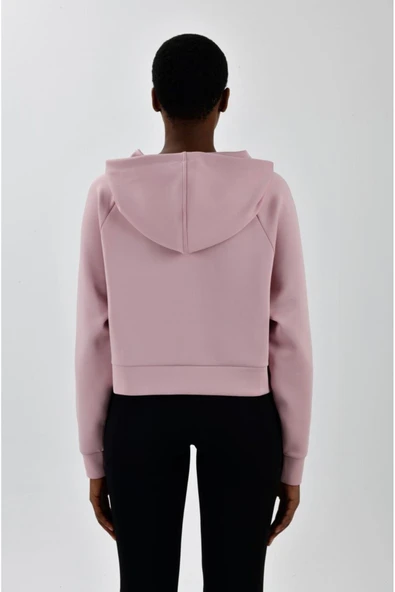 Kadın Sol Göğsü Logo Detaylı Cepli Kapüşonlu Sweatshirt - 3