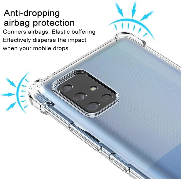Samsung Galaxy A71 Uyumlu Darbe Önleyici Sararmaya Dayanıklı Airbag Korumalı Ultra Slim TPU Şeffaf Silikon Kılıf - 5