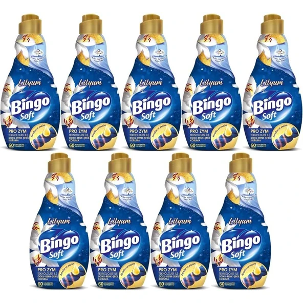 Bingo Soft Çamaşır Yumuşatıcı Konsantre 1440ML Lilyum (9 Lu Set)