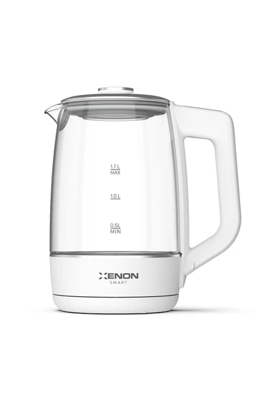Xenon Smart Akıllı Cam Kettle 1.7 lt Wi-Fi 2200 W App Kontrol Sesli Asistan Desteği Cam Su Isıtıcı Beyaz X7103