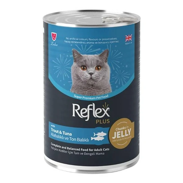 Reflex Plus Jöle İçinde Alabalıklı ve Ton Balıklı Yetişkin Kedi Konservesi 400gr
