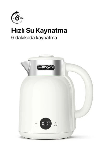 Xenon Smart Akıllı Kettle 1.5 lt Wi-Fi 2200 W App ile Kontrol Sesli Asistan Desteği Su Isıtıcı Krem X7101 - 4