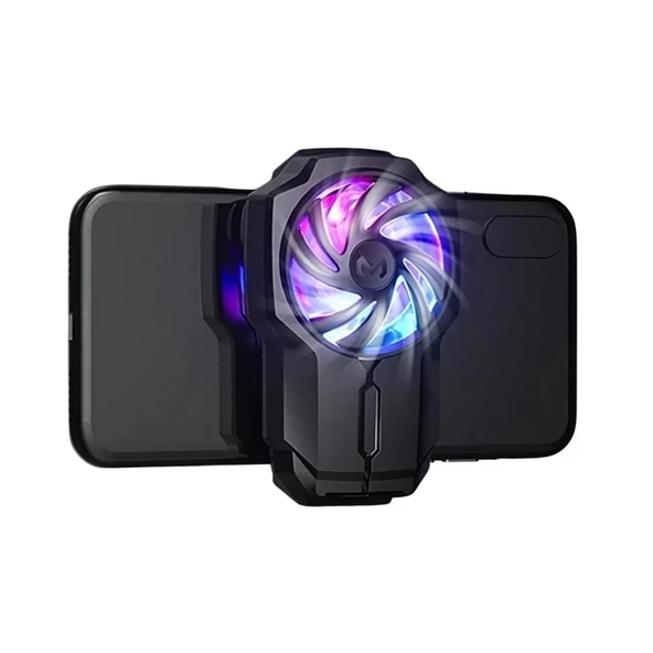 Polham 700mAh Şarjlı RGB Işıklı Sessiz 6000RPM Telefon Soğutucu Fan, Universal 3 Vitesli Süper Soğutucu - 6