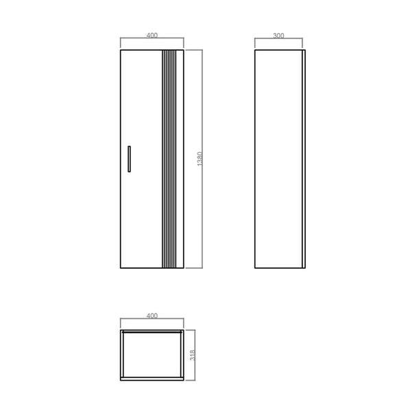 Orka Bari 40 cm Mat Beyaz Boy Dolabı ürün görseli