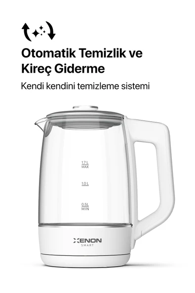 Xenon Smart Akıllı Cam Kettle 1.7 lt Wi-Fi 2200 W App Kontrol Sesli Asistan Desteği Cam Su Isıtıcı Beyaz X7103 - 7