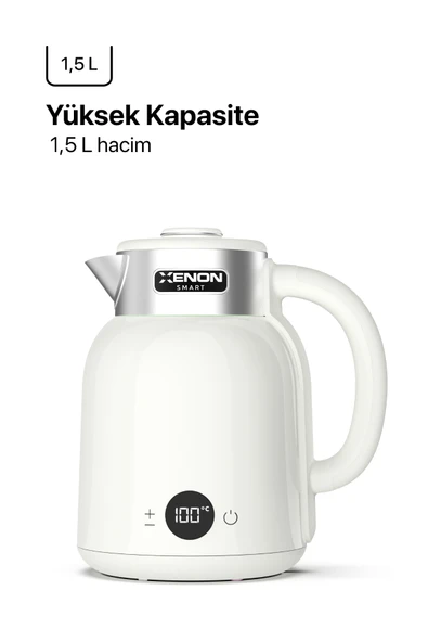 Xenon Smart Akıllı Kettle 1.5 lt Wi-Fi 2200 W App ile Kontrol Sesli Asistan Desteği Su Isıtıcı Krem X7101 - 5