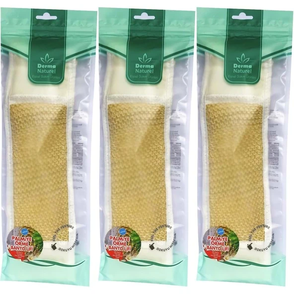 Derma Naturel Palmiye Örme İpli Banyo Kemeri (8*24CM) (3 Lü Set) ürün görseli 1