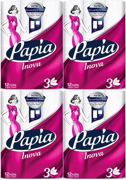 Papia kağıt Havlu (3 Katlı) Inova 48 Li Set (4PK*12)