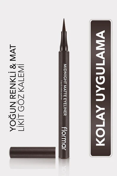 FLORMAR Mat Likit Kalem Eyeliner (KAHVE) - Midnight Matte Eyeliner - 002 Brown - 8690604641659