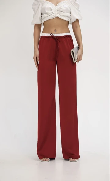 Kadın Yüksek Bel Bol Paça Pantolon 6338-25 - Resim 12