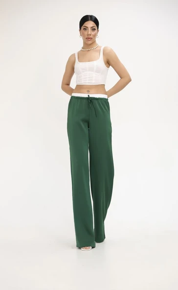 Kadın Yüksek Bel Bol Paça Pantolon 6338-25 - Resim 8