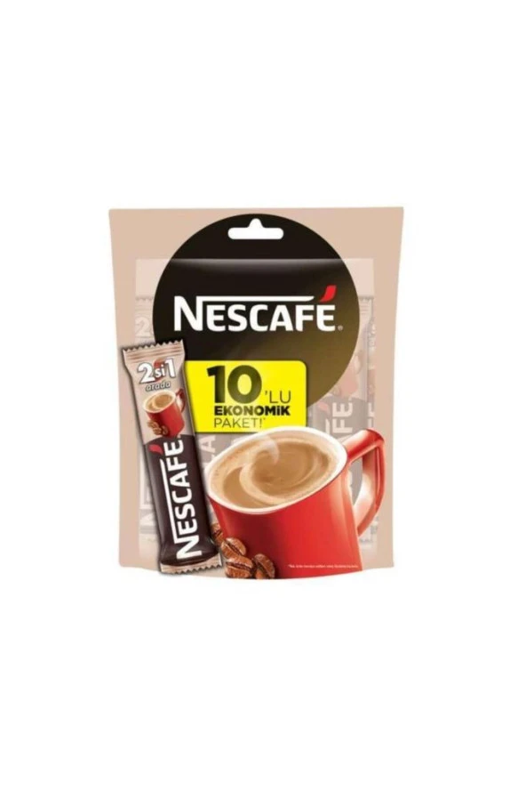 Nescafe 2'si 1 Arada Çözünebilir Kahve Karışımı 10'lu Paket (10 x 10 g)