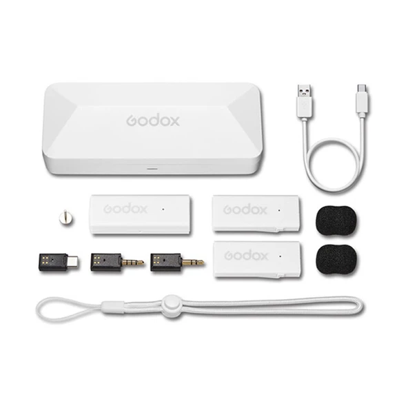 Godox Movelink Mini UC Kit 2 Kablosuz Beyaz Yaka Mikrofonu Kit Type-C Android Uyumlu