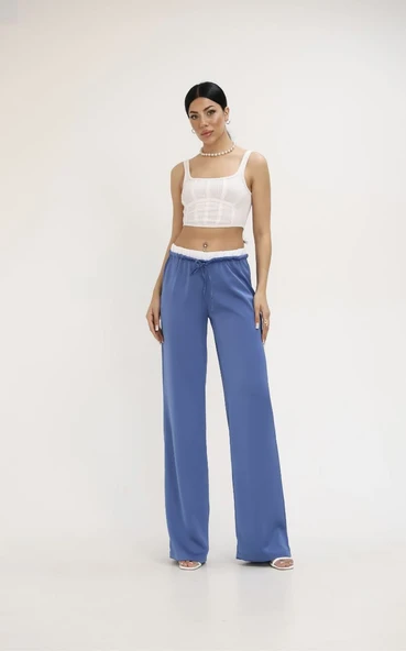 Kadın Yüksek Bel Bol Paça Pantolon 6338-25 - Resim 2