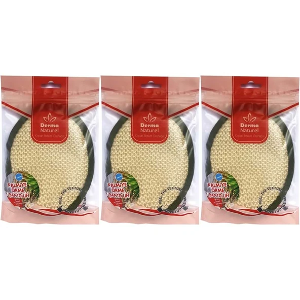 Derma Naturel Örme Banyo Yüz Lifi (15*24CM) MS-02 (3 Lü Set) ürün görseli 1