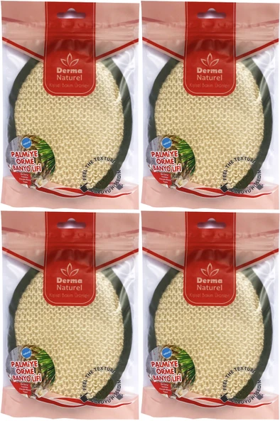 Derma Naturel Örme Banyo Yüz Lifi (15*24CM) MS-02 (4 Lü Set)