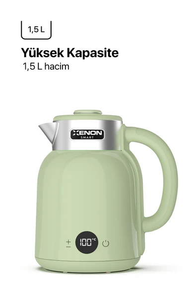 Xenon Smart Akıllı Kettle 1.5 lt Wi-Fi 2200 W App Kontrol Sesli Asistan Desteği Su Isıtıcı Yeşil X7101 - 3