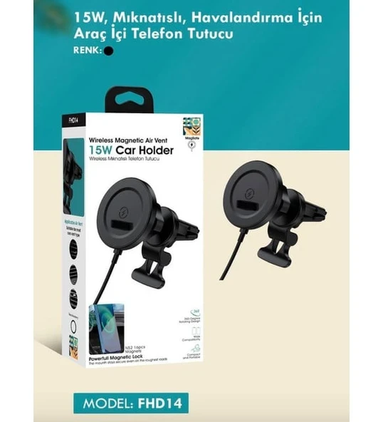 Fulltech 15W, Havalandırma İçin Araç İçi Telefon Tutucu FHD14 ürün görseli 1