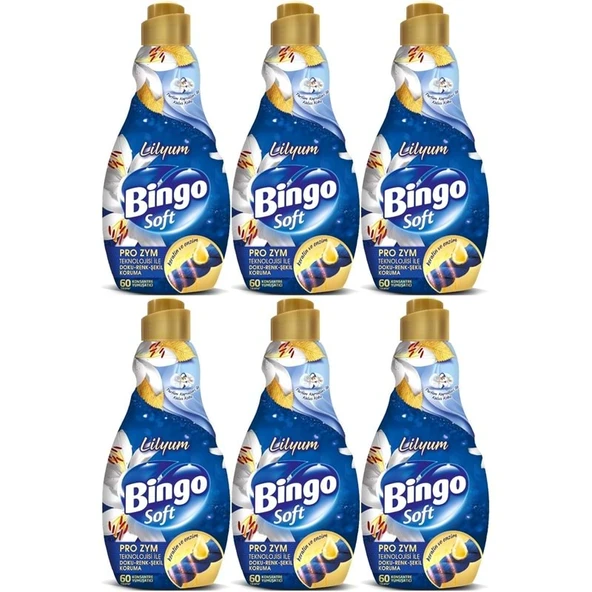 Bingo Soft Çamaşır Yumuşatıcı Konsantre 1440ML Lilyum (6 Lı Set)