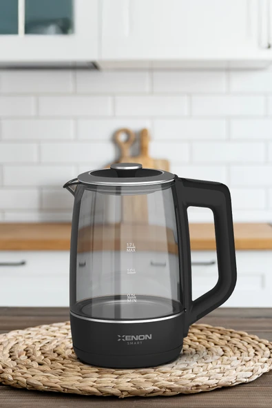 Xenon Smart Akıllı Cam Kettle 1.7 lt Wi-Fi 2200 W App Kontrol Sesli Asistan Desteği Cam Su Isıtıcı Siyah X7103 - 2