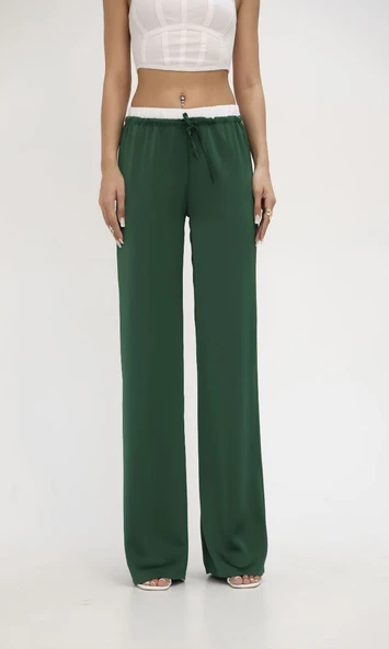 Kadın Yüksek Bel Bol Paça Pantolon 6338-25 - Resim 9