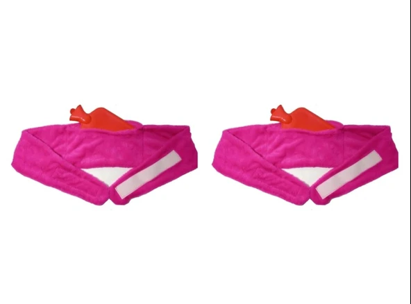 SICAK SU TORBASI 2 ADET,BEL VE OMUZ ICIN KUSAK SEKLINDE PELUŞ PEMBE TERMOFOR 1500ML 160x22CM - Resim 2