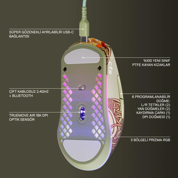 SteelSeries CS2 Dragon Lore Edition Wireless Kablosuz Oyuncu Mouse - Resim 3