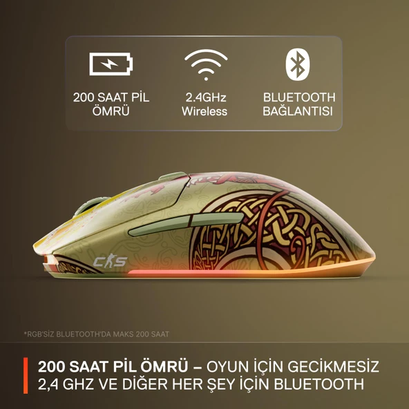 SteelSeries CS2 Dragon Lore Edition Wireless Kablosuz Oyuncu Mouse - Resim 4